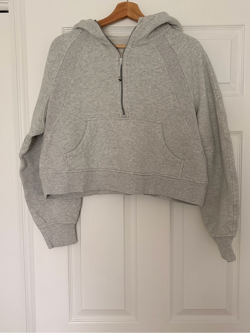 Lululemon Cropped Light Gray Half-Zip Scuba